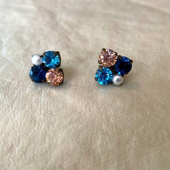 J. Crew Jewelry - J. Crew pastel diamond and Pearl stud earrings